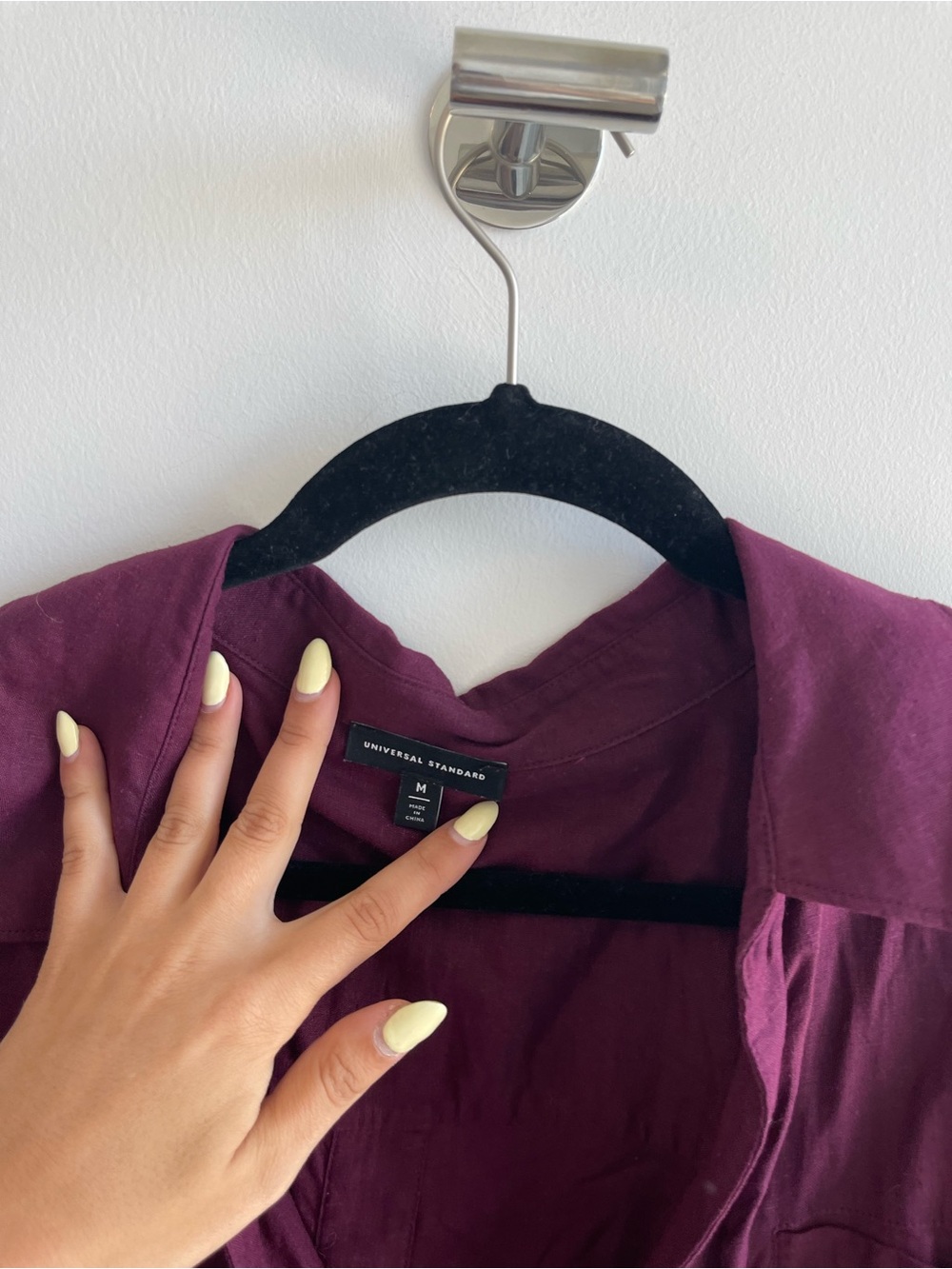 Universal Standard Long Sleeve V-Neck Button Shirt - Wine - Picture 2 of 5